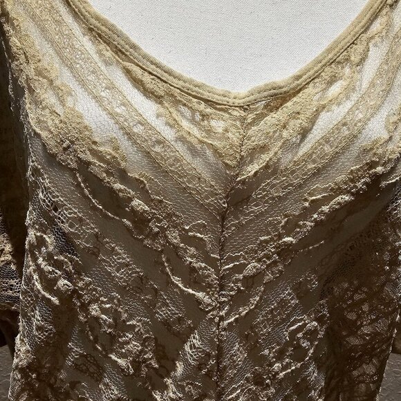 Full Tilt L Lace Champagne Top Feminine Whimsy Vintage Fairy Sheer Romantic Boho - Picture 5 of 11